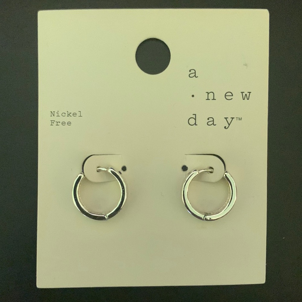 Target A New Day Silver Nickle-free Chunky Huggie Hoop Earrings